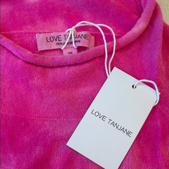 NWT LOVE TANJANE Rainbow Hand Tie-Dye CASHMERE Sweater - Pink Orange Yellow Blue - Picture 2 of 6